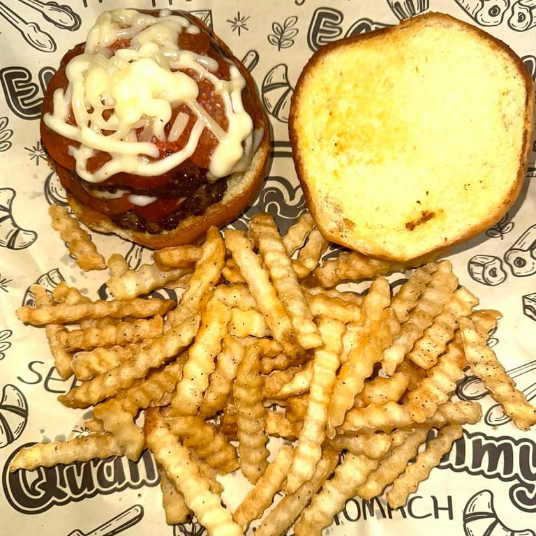 Indulge in Our Pizza Burger